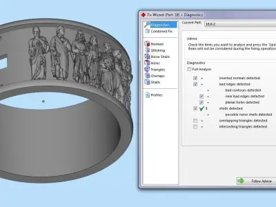 male ring  with antique statues 3D print model