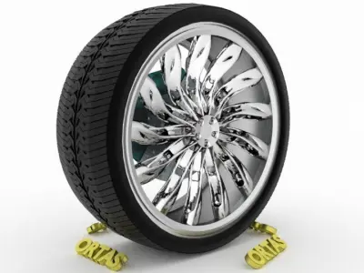 ORTAS CAR WHEEL RIM 75 GAME READY WHEEL RIM TIRE 3D model