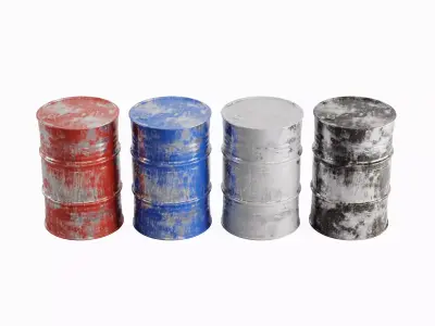 Painted Steel Barrel Set  3D model