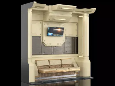 Interior Sci-fi Part with Seats PBR 3D model