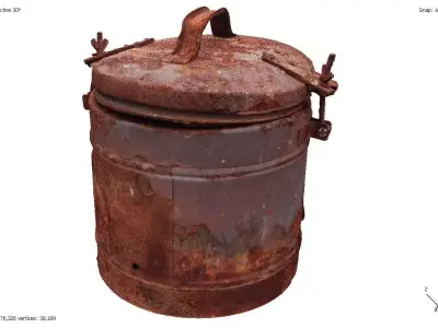 Rusty burnt military thermos 3D model