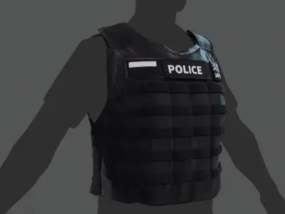London Police Stab-Proof Vest UK Police Body Armor  Low-poly 3D model