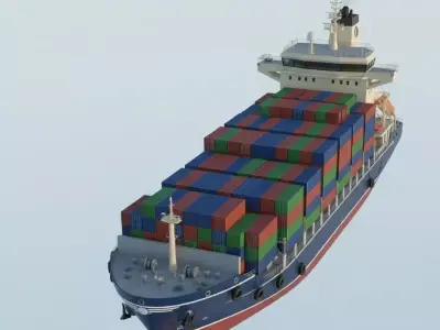 Commercial Cargo Ship  Realistic Low-Poly 3D Vessel Model Low-poly 3D model