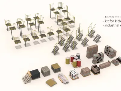  Scaffolding Industrial Platform Construction and Kit PBR 