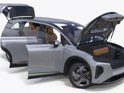 Lucid Gravity Electric Suv Gray with Lights Off Rigged for Maya 3D model