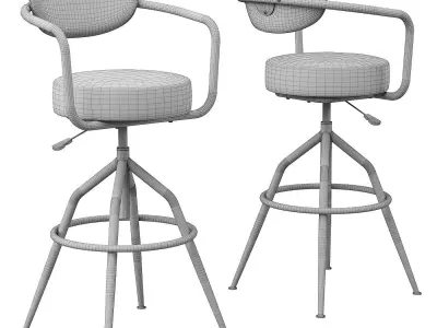 Industrial style swivel bar stool 3D model