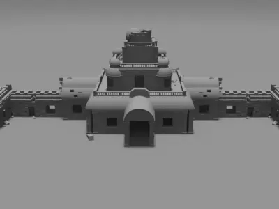 Antique ruined temple 3D model