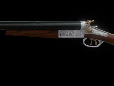 Sawed off double barrel shotgun Low-poly 3D model