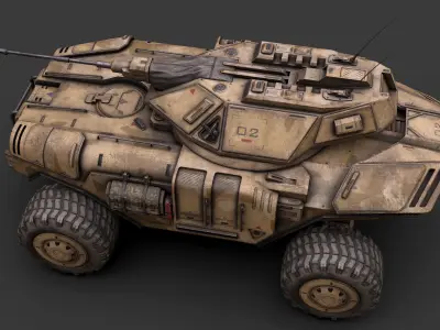 Sci Fi APC low poly desert Low-poly 3D model