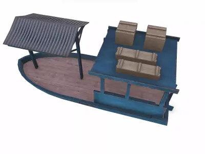 Wooden Boat 01 Low-poly PBR Low-poly 3D model