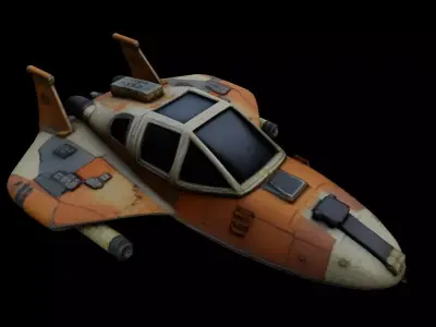Rustic space craft  Low-poly 3D model
