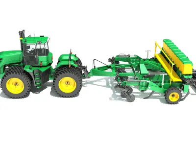 Tractor with Seed Drill 3D model get