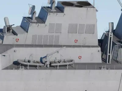 USS Arleigh Burke Class Flight IIA Fully-Rigged Game Ready Low-poly 3D model