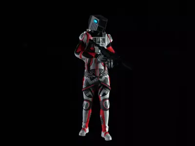 Robot Soldier - Assault Soldier Low-poly 3D model 18