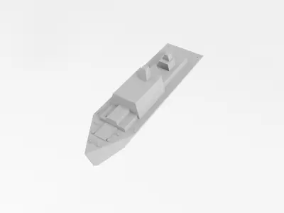 Cartoon Simple Warship v1 002 Low-poly 3D model