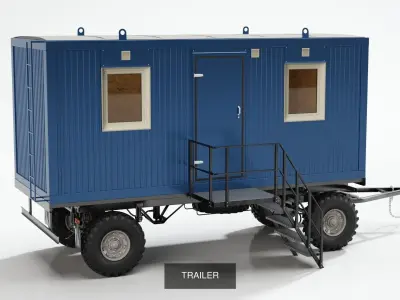 TRAILER portable building on wheels 3D Model Pack
