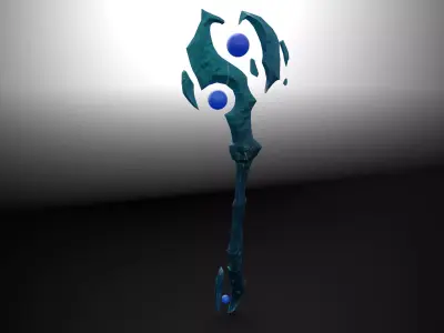 Magic crystal orb staff weapon In 6 color schemes Low-poly 3D model