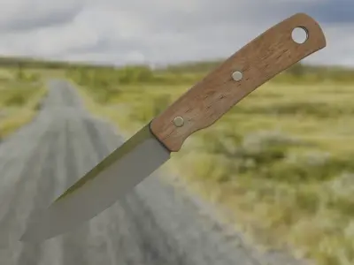 Tourist knife Hunting knife with textures and UVs 3D model