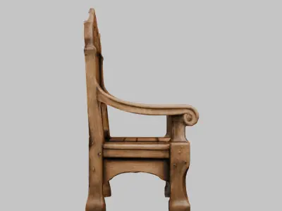 Medieval simple wooden chair furniture wood Low-poly 3D model