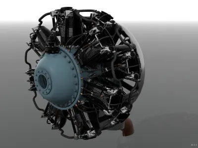 R-1830 Twin Wasp Aircraft Engine 3D model