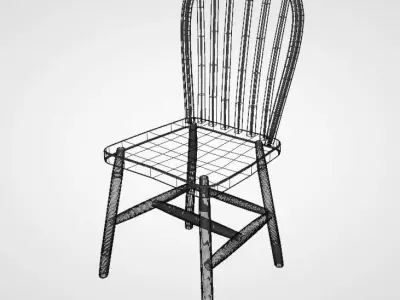 Chair - Antique Wooden with 4K PBR Oak Texture 3D model