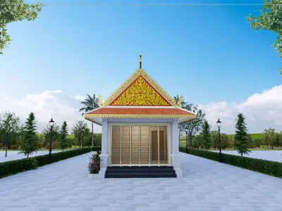 Khmer Part of pagoda Building Ho Tray 3D model