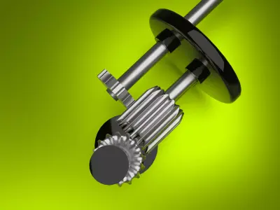  Mechanical Gear with Chrome and Glossy texture Low-poly 3D model