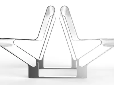 Waiting Room Seat V2 Double 1 Big Seat 3D model