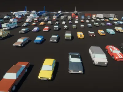 Low Poly Cartoon Vehicles Low-poly 3D model