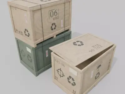 Rectangular Wooden Crate - Customizable Shipping Box Low-poly 3D model