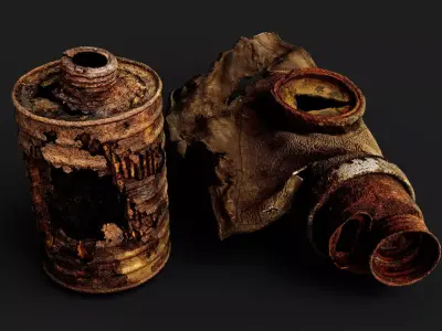 Chernobyl exclusion zone gas mask filter debris PBR scan 3D model