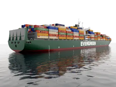 Cargo container ship 300m Low-poly 3D model