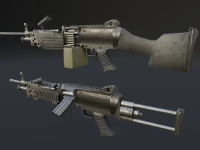 Lowpoly M249 Saw gun 3d Model Free low-poly 3D model
