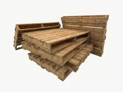pallet type industrial reversible 3 sets of textures Low-poly 3D model