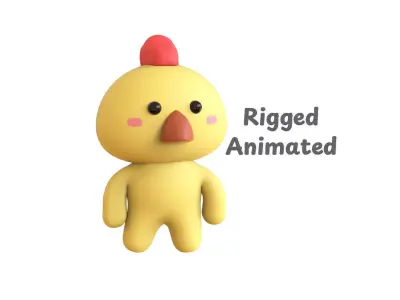 Chubby Chicken Animated for Games Low-poly 3D model