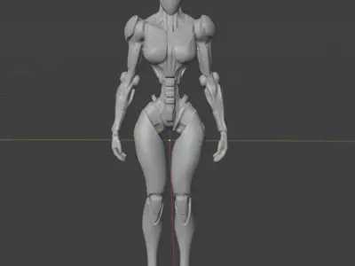 futuristic white and black female slim humanoid robot Low-poly 3D model