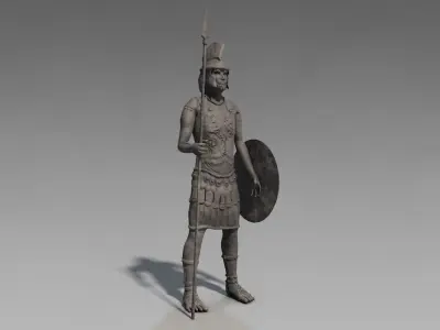 Low poly ancient soldier sculpture Low-poly 3D model