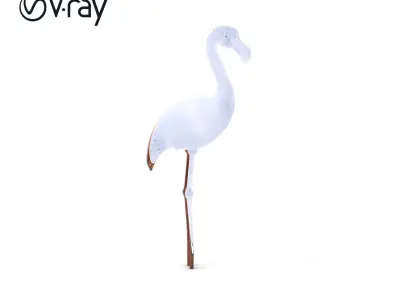 Elegant Metal Flamingo Sculpture Model Pack Low-poly 3D model