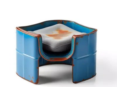 Rustic Upcycled Barrel Pet Bed Low-poly 3D model