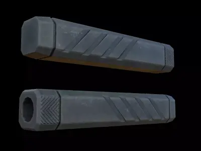 Square Silencer Low-poly 3D model