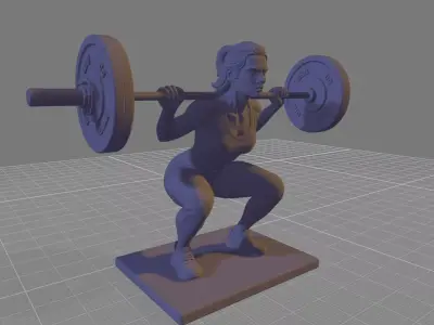 Female Barbell Squat  Mid Motion Gym Pose 3D print model
