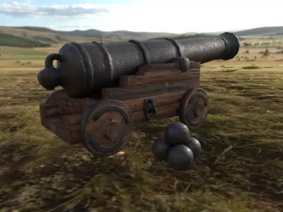 Weathered Cannon Low-poly 3D model