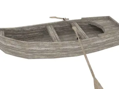 Rowboat wooden boat Free 3D model