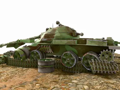destroyed tank Low-poly 3D model by unityking24