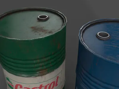 Barrels oil cans Low-poly 3D model