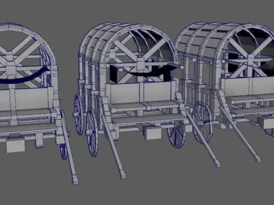 Medieval wagon Low-poly 3D model from CGTrader