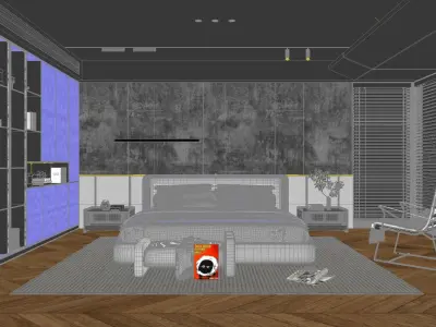 Cozy Bedroom Interior Scene 3D model 2