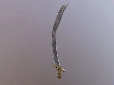  Low Poly Zulfiqar Sword Free low-poly 3D model