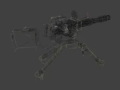 Machine Gun GMG low poly 3d model Low-poly 3D model