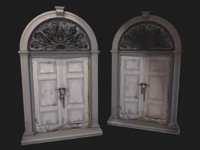 Old door in a house entrance to a house high poly 3D model